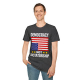 Democracy Not Dictatorship T Shirt, Patriotic American Flag Shirt, Freedom of Speech Tee, Political Statement Shirt, USA Gift for Patriots