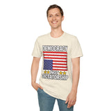Democracy Not Dictatorship T Shirt, Patriotic American Flag Shirt, Freedom of Speech Tee, Political Statement Shirt, USA Gift for Patriots