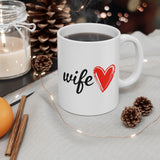 Wife Coffee Mug 11/15oz - Cute Red Heart Gift for Wife - Romantic Birthday, Anniversary, Valentines Day Gift for Her