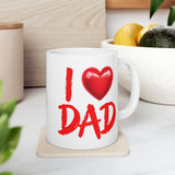 I Love Dad Coffee Mug 11/15oz - Father’s Day Gift, Dad Birthday Mug, Red Heart Cup for Dad, Funny Cute Gift for Him from Kids