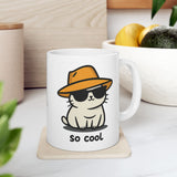 Cool Cat Coffee Mug - Funny Cute Kitty wearing Sunglasses and a Hat - So Cool Ceramic Cup for Cat Lovers - 11oz & 15oz Gift for Him/Her
