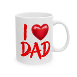 I Love Dad Coffee Mug 11/15oz - Father’s Day Gift, Dad Birthday Mug, Red Heart Cup for Dad, Funny Cute Gift for Him from Kids