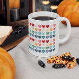 Colorful Watercolor Hearts Mug – Love Pattern Coffee Cup, Cute Romantic Gift, Ceramic Tea Mug 11oz 15oz