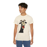 Shocked Screaming Cartoon Goat T-Shirt - Funny Cartoon Goat Tee - Unisex Shirt in 15 Colors - Farm Animal Humor Gift Idea