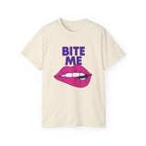 Playful Graphic Tee, "Bite Me" Funny T-Shirt, Unisex Cotton Tee, Casual Wear, Gift for Him or Her, Statement Shirt