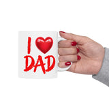 I Love Dad Coffee Mug 11/15oz - Father’s Day Gift, Dad Birthday Mug, Red Heart Cup for Dad, Funny Cute Gift for Him from Kids