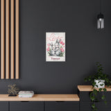 Love-Themed 16x24 Canvas Wall Art - Adorable Bunny Rabbits Cuddling Together with Tulips - 'Forever Together' Romantic Gift Décor