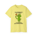 Funny Sarcastic Grinch-Inspired T-Shirt | Two-Faced Penny Joke Tee | Green Monster Graphic | Unisex Gift for Men & Women