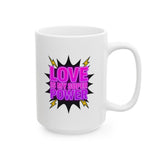 Love Is My Super Power Mug - Inspirational Quote Coffee Cup, Superhero Valentine Gift for Her Him, Motivational 11oz 15oz