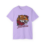 Fearless Jaguar T-Shirt - Wild Animal Graphic Tee with Roses, Bold Big Cat Design, Leopard Shirt for Men Women Streetwear