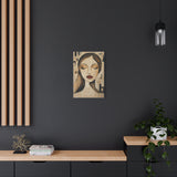 Abstract Woman Face Canvas Wall Art - 16x24 Modern Geometric Portrait Print, Minimalist Line Art Decor for Living Room or Office