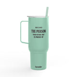 40oz Engraved Travel Tumbler — "Become The Person Your Future Self Is Proud Of" Stainless Insulated Cup with Lid & Handle