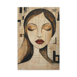 Abstract Woman Face Canvas Wall Art - 16x24 Modern Geometric Portrait Print, Minimalist Line Art Decor for Living Room or Office