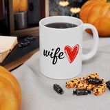 Wife Coffee Mug 11/15oz - Cute Red Heart Gift for Wife - Romantic Birthday, Anniversary, Valentines Day Gift for Her