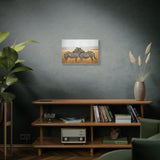Safari Zebra Canvas Wall Art 24x16 - Wildlife Photography with Bird on Back, African Animal Print, Rustic Modern Wall Decor