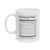 Personalized Dachshund Facts2 | Doxy, Doggy, Puppy, Dog Lovers, Puppy Lovers, Dachshund Lovers | White Ceramic Novelty 11/15oz Mug