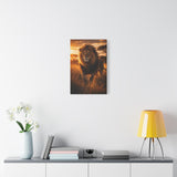 Majestic Lion Canvas Wall Art 16x24 – African Safari Sunset Print, Realistic Wildlife Decor, Living Room Office Gift