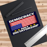Democracy Not Dictatorship Bumper Sticker, Distressed Upside Down US Flag Decal, Waterproof Political Vinyl Sticker for Car, Truck, Laptop