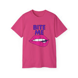 Playful Graphic Tee, "Bite Me" Funny T-Shirt, Unisex Cotton Tee, Casual Wear, Gift for Him or Her, Statement Shirt