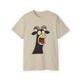 Shocked Screaming Cartoon Goat T-Shirt - Funny Cartoon Goat Tee - Unisex Shirt in 15 Colors - Farm Animal Humor Gift Idea