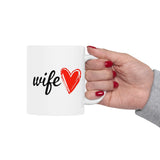 Wife Coffee Mug 11/15oz - Cute Red Heart Gift for Wife - Romantic Birthday, Anniversary, Valentines Day Gift for Her