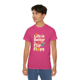 Life Is Better in Flip Flops T-Shirt - Summer Beach Vibes Tee, Retro Vacation Shirt, Casual Travel Shirt for Men & Women