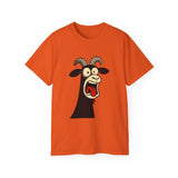 Shocked Screaming Cartoon Goat T-Shirt - Funny Cartoon Goat Tee - Unisex Shirt in 15 Colors - Farm Animal Humor Gift Idea