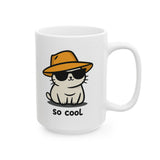 Cool Cat Coffee Mug - Funny Cute Kitty wearing Sunglasses and a Hat - So Cool Ceramic Cup for Cat Lovers - 11oz & 15oz Gift for Him/Her