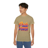 Pride Power T-Shirt | Retro Gradient LGBTQ+ Shirt | Bold Empowerment Graphic Tee | Gay Pride Festival Unisex Top