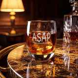 ASAP Whiskey Glass - "Alcohol Solves All Problems" Engraved 6 oz Tumbler | Modern Minimalist Barware Gift