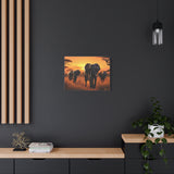 African Elephant Sunset Canvas Wall Art – Safari Wildlife Print for Home Decor, Nature Animal Painting, Living Room Artwork