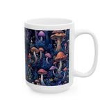 Mushroom Lovers 15 ounce White Ceramic Novelty Mug | Perfect Gift For Hikers, Outdoor Wildlife and Plant Enthusiasts