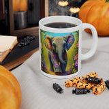 Rainbow Elephant In The Forrest | Elephant Lovers Gift | White Ceramic Mug 11oz and 15oz