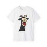 Shocked Screaming Cartoon Goat T-Shirt - Funny Cartoon Goat Tee - Unisex Shirt in 15 Colors - Farm Animal Humor Gift Idea