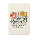 Trust the Magic of New Beginnings Floral Canvas Wall Art, Inspirational Wildflower Quote Print, 16x24 Home Decor Gift