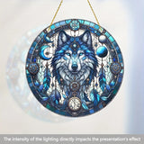 Wolf Suncatcher, Acrylic Light Catcher, holiday decoration gift, wreath, office, club, mancave, ghost home decor, men's gift creativity