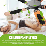 Ceiling Fan Filters | Activated Coconut Shell Charcoal Carbon Filter | Easy-Stick Universal Ceiling Fan Air Filters | Unscented Ceiling Fan Blade Filters for Household Contaminants | Long-Lasting Performance, 5-count