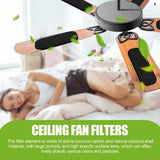 Ceiling Fan Filters | Activated Coconut Shell Charcoal Carbon Filter | Easy-Stick Universal Ceiling Fan Air Filters | Unscented Ceiling Fan Blade Filters for Household Contaminants | Long-Lasting Performance, 5-count