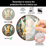 Little Angel Suncatcher, Religious Themes Acrylic Clear Round Sign,Christmas Hanging Ornament,Porch Home,Room,Wall,cafe Decor