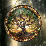 Tree of Life Stained Glass Style Suncatcher – Window Hanging Sun Catcher, Tree of Life Decor, Home & Garden Wall Art, Housewarming Gift