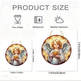 Little Angel Suncatcher, Religious Themes Acrylic Clear Round Sign,Christmas Hanging Ornament,Porch Home,Room,Wall,cafe Decor