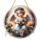 Little Angel Suncatcher, Religious Themes Acrylic Clear Round Sign,Christmas Hanging Ornament,Porch Home,Room,Wall,cafe Decor
