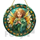 Little Angel Suncatcher, Religious Themes Acrylic Clear Round Sign,Christmas Hanging Ornament,Porch Home,Room,Wall,cafe Decor