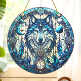 Wolf Suncatcher, Acrylic Light Catcher, holiday decoration gift, wreath, office, club, mancave, ghost home decor, men's gift creativity