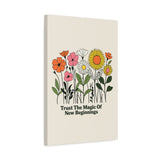 Trust the Magic of New Beginnings Floral Canvas Wall Art, Inspirational Wildflower Quote Print, 16x24 Home Decor Gift