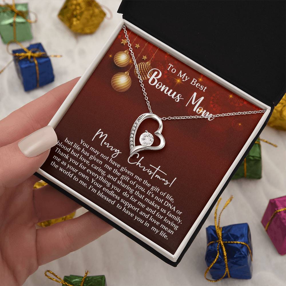 Merry Christmas Bonus Mom!!! | Forever Love Necklace | Message Card Jewelry